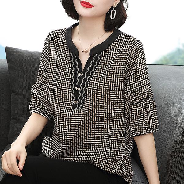 ブラウス レディース 七分袖 40代 30代 オフィス 夏 おしゃれ 韓国風 トップス シャツ Vネック きれいめ 大きいサイズ カジュアル 大人 通勤 上品 着痩せ 新品 Y アユストア 通販 Yahoo ショッピング