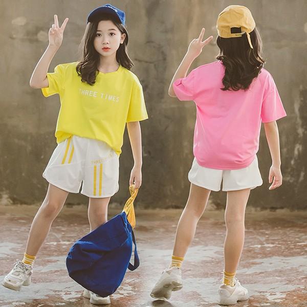 子供服 セットアップ キッズ 女の子 夏 2点セット 上下セット Tシャツ 半袖 ハーフパンツ ジャージ スポーツウェア ジュニア おしゃれ 可愛い カジュアル 新品 Y アユストア 通販 Yahoo ショッピング