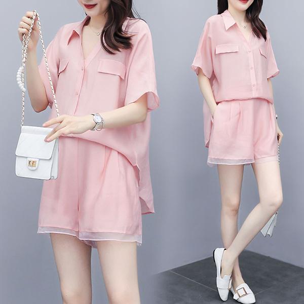 セットアップ レディース 夏 カジュアル 40代 代 おしゃれ 上下セット ブラウス 半袖 ガウチョパンツ ショートパンツ 大きいサイズ 韓国風 着痩せ 通勤 新品 Y アユストア 通販 Yahoo ショッピング