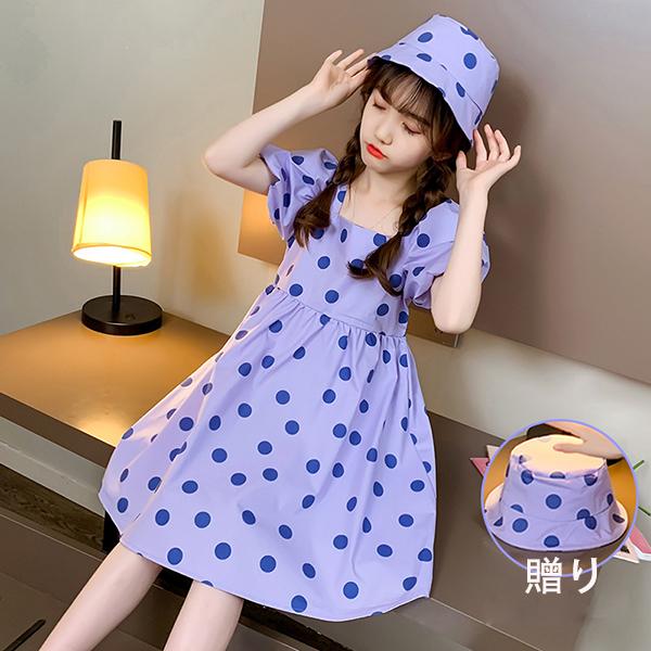 ワンピース キッズ 子供服 女の子 夏 キッズワンピース 半袖ワンピース ドット柄 帽子付き 子供ドレス ジュニア 子ども お姫様 おしゃれ 可愛い カジュアル 新品 Y アユストア 通販 Yahoo ショッピング
