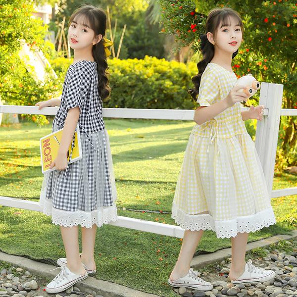 ワンピース キッズ 子供服 女の子 夏 キッズワンピース 半袖ワンピース チェック柄 チュール 子供ドレス ジュニア 子ども お姫様 おしゃれ 可愛い カジュアル Y アユストア 通販 Yahoo ショッピング