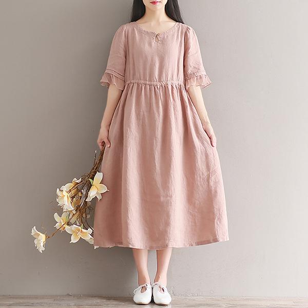 ワンピース レディース 40代 代 夏 半袖 きれいめ 上品 マキシワンピース 綿麻 無地 Aライン 大きいサイズ ゆったり おしゃれ 韓国風 着痩せ 通勤 Ol 新品 Y アユストア 通販 Yahoo ショッピング