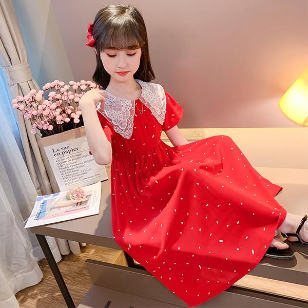 ワンピース キッズ 子供服 女の子 夏 キッズワンピース 半袖ワンピース ロング ドット柄 子供ドレス ジュニア 子ども お姫様 おしゃれ 可愛い カジュアル 新品 Y アユストア 通販 Yahoo ショッピング