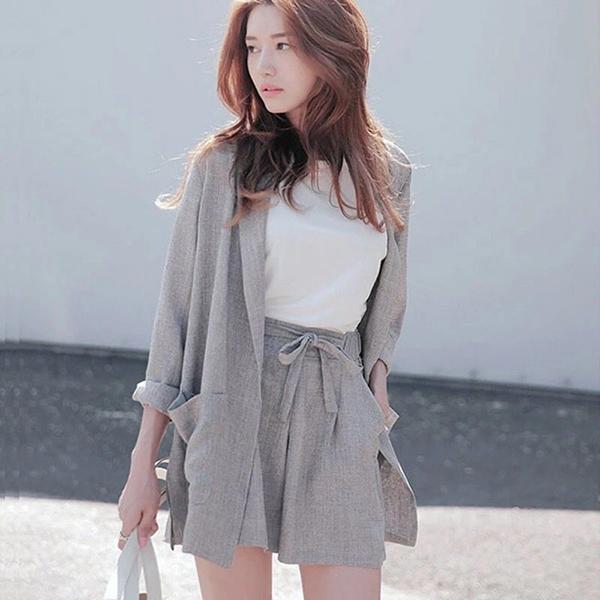 セットアップ レディース 夏 カジュアル 40代 代 おしゃれ 上下セット アウター 長袖 綿麻 ガウチョパンツ パンツスーツ 大きいサイズ 韓国風 着痩せ 通勤 Ol Y アユストア 通販 Yahoo ショッピング