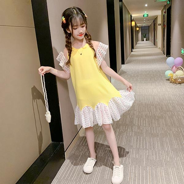 ワンピース キッズ 子供服 女の子 夏 キッズワンピース 半袖ワンピース ロング丈 ドット柄 子供ドレス ジュニア 子ども お姫様 おしゃれ 可愛い カジュアル 新品 Y アユストア 通販 Yahoo ショッピング