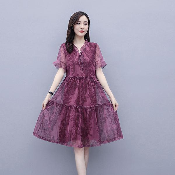 ワンピース レディース 40代 代 夏 半袖 きれいめ 上品 花柄ワンピース Vネック Aライン 大きいサイズ パーティードレス おしゃれ 韓国風 着痩せ 通勤 新品 Y アユストア 通販 Yahoo ショッピング