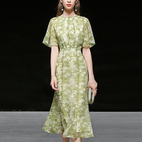 パーティードレス 結婚式 40代 30代 ロング 袖あり 半袖 韓国風 大きいサイズ フォーマルドレス 花柄ワンピース シフォン お呼ばれ 二次会 披露宴 謝恩会 上品 Y アユストア 通販 Yahoo ショッピング