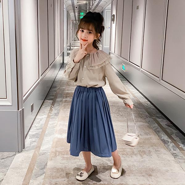 子供服 セットアップ キッズ 女の子 長袖 春秋 上下セット トップス ブラウス シャツ 折り襟 シフォン ロングスカート ジュニア おしゃれ 可愛い カジュアル Y アユストア 通販 Yahoo ショッピング