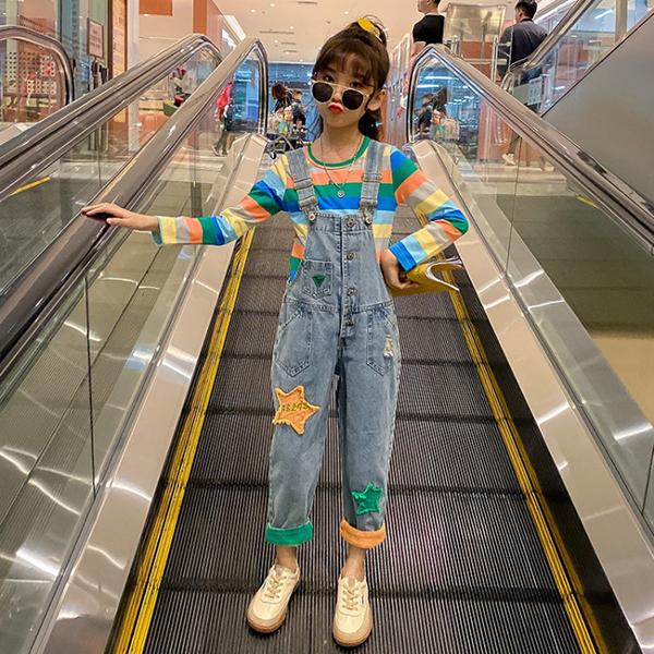 子供服 セットアップ キッズ 女の子 長袖 秋 上下セット Tシャツ ストライプ デニムパンツ ロングパンツ サロペット ジュニア おしゃれ 可愛い カジュアル 新品 Y アユストア 通販 Yahoo ショッピング