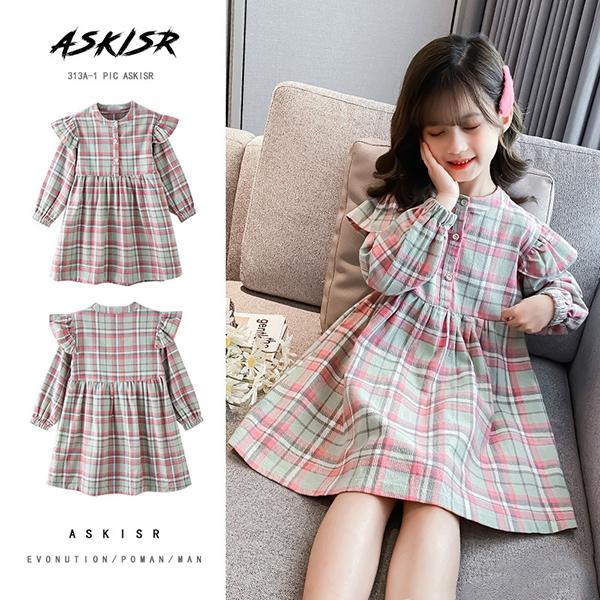 ワンピース キッズ 長袖 子供服 女の子 春秋 キッズワンピース 長袖ワンピース チェック柄 子供ドレス お姫様 ジュニア おしゃれ 可愛い カジュアル 小学生 新品 Y アユストア 通販 Yahoo ショッピング