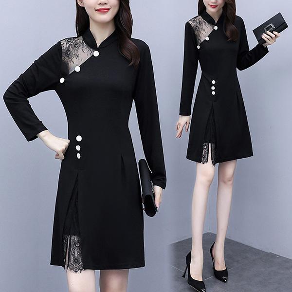 ワンピース レディース 40代 代 春秋 長袖 きれいめ 上品 レースワンピース 膝丈 立ち襟 大きいサイズ パーティードレス おしゃれ 韓国風 着痩せ 通勤 Ol 新品 Y アユストア 通販 Yahoo ショッピング
