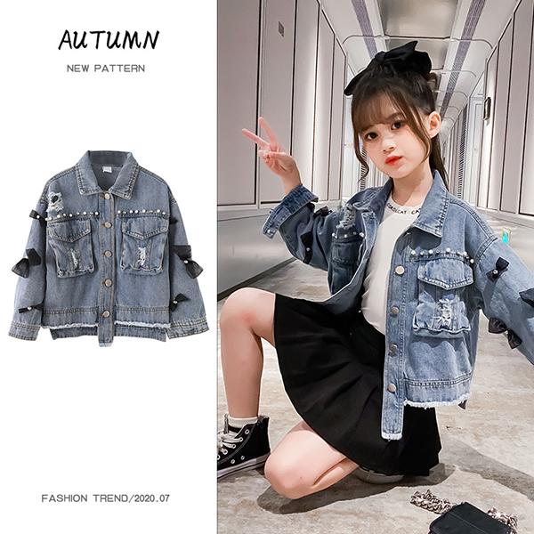 デニムジャケット キッズ 子供服 女の子 アウター 春秋 春コート トップス ブルゾンジャケット パーカー ショート丈 ジュニア おしゃれ 可愛い カジュアル 新品 Y4555 アユストア 通販 Yahoo ショッピング