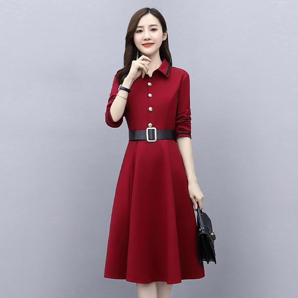 ワンピース レディース 秋 冬 40代 きれいめ 長袖 シャツワンピース ロング丈 Aライン 上品 大きいサイズ パーティードレス おしゃれ 韓国風 着痩せ Ol 新品 Y アユストア 通販 Yahoo ショッピング