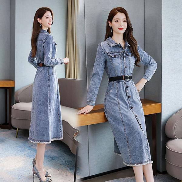 ワンピース レディース 秋 冬 40代 きれいめ 長袖 デニムワンピース ロング丈 Aライン 上品 大きいサイズ パーティードレス おしゃれ 韓国風 着痩せ Ol 新品 Y アユストア 通販 Yahoo ショッピング
