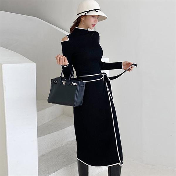 ニットワンピース レディース 秋 冬 40代 代 きれいめ 長袖ワンピース 肩出し ロング丈 カットソー ニットセーター 上品 大きいサイズ おしゃれ 着痩せ 新品 Y アユストア 通販 Yahoo ショッピング