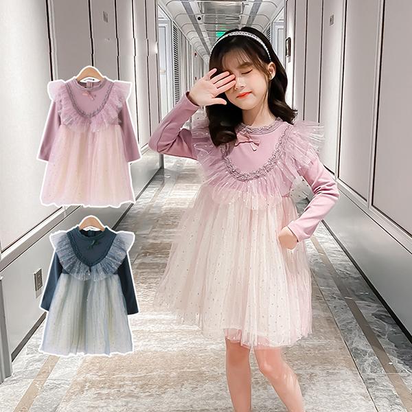 子供服 ワンピース キッズ 女の子 春服 長袖ワンピース チュール 韓国子供服 子供ドレス Dress 子ども服 ベビー服 お姫様 おしゃれ 可愛い カジュアル 新品 160 Y アユストア 通販 Yahoo ショッピング