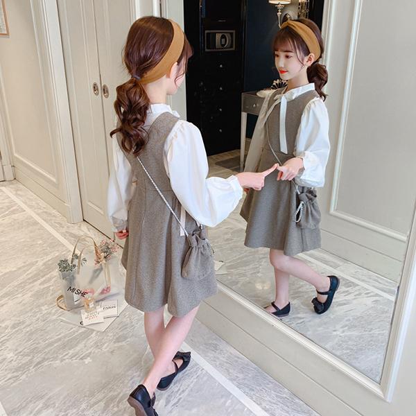 子供服 セットアップ キッズ 女の子 長袖 春服 上下セット トップス ブラック シャツ リボン ワンピース 韓国子供服 ジュニア おしゃれ 可愛い 通学着 新品 150 Y アユストア 通販 Yahoo ショッピング