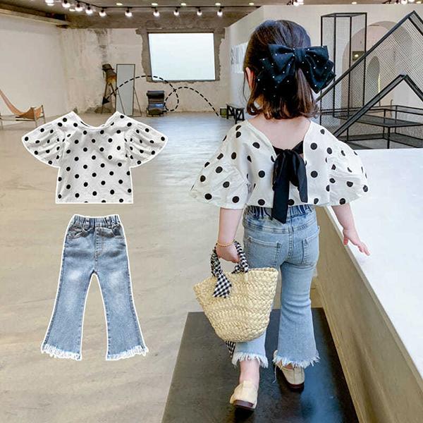 子供服 セットアップ キッズ 女の子 夏 トップス ブラウス シャツ 蝶結び デニムパンツ 長ズボン 韓国子ども服 ベービー服 おしゃれ 可愛い カジュアル 新品 Y アユストア 通販 Yahoo ショッピング