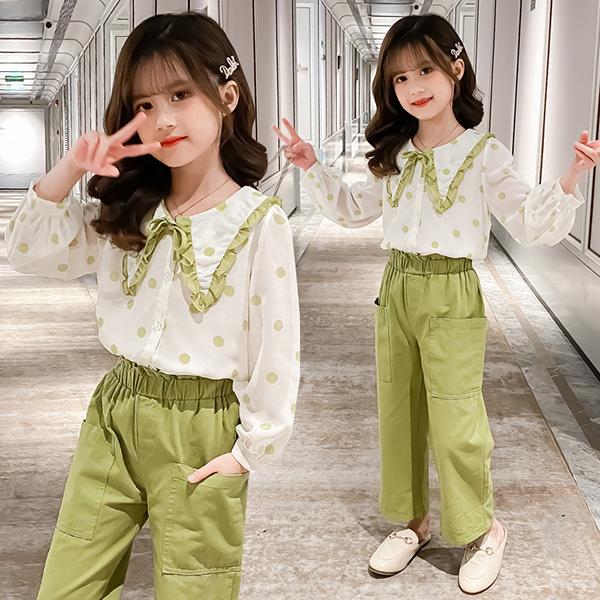 子供服 セットアップ キッズ 女の子 長袖 春服 上下セット トップス ブラウス シャツ 折り襟 ロングパンツ 長ズボン 韓国子供服 ジュニア おしゃれ 可愛い 新品 Y アユストア 通販 Yahoo ショッピング