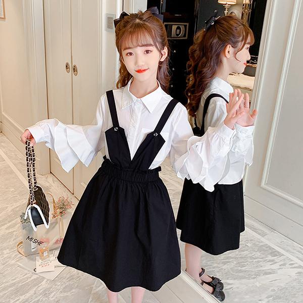 子供服 セットアップ キッズ 女の子 長袖 春服 上下セット トップス ブラウス シャツ ワンピース サロペット 韓国子供服 ジュニア おしゃれ 可愛い 新品 150 160 Y アユストア 通販 Yahoo ショッピング