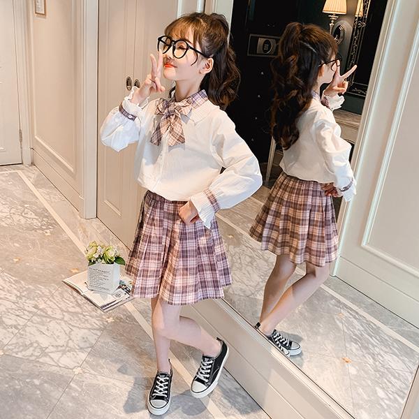 子供服 セットアップ キッズ 女の子 長袖 春服 上下セット トップス ブラウス シャツ スカート チェック柄 韓国子供服 ジュニア おしゃれ 可愛い 新品 150 160 Y アユストア 通販 Yahoo ショッピング