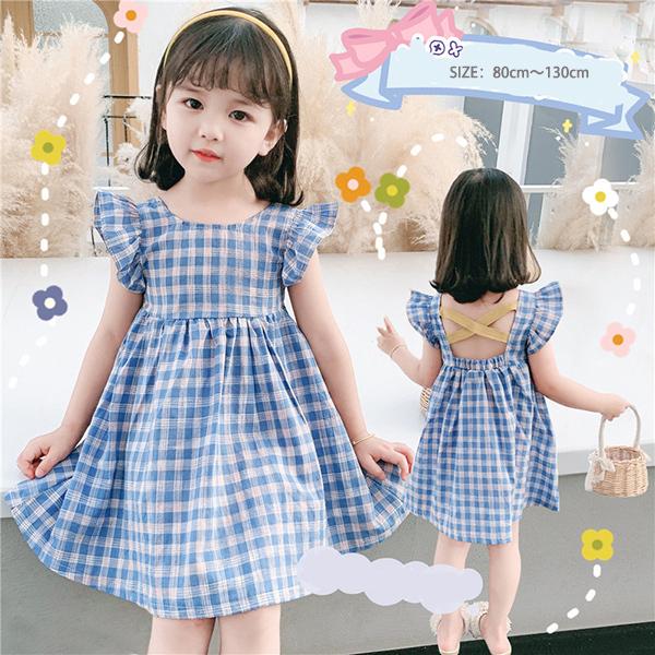 子供服 ワンピース キッズ 女の子 夏 キッズワンピース チェック柄 韓国子ども服 子供ドレス Dress ベビー服 お姫様 おしゃれ 可愛い カジュアル 新品 90 100 Y アユストア 通販 Yahoo ショッピング
