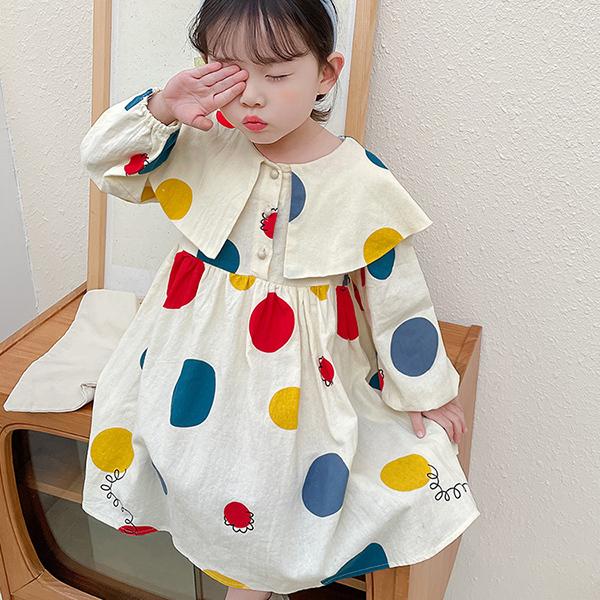 子供服 ワンピース キッズ 女の子 長袖ワンピース 折り襟 水玉 春服 韓国子供服 子供ドレス Dress 子ども服 ベビー服 お姫様 おしゃれ 可愛い カジュアル 新品 Y アユストア 通販 Yahoo ショッピング