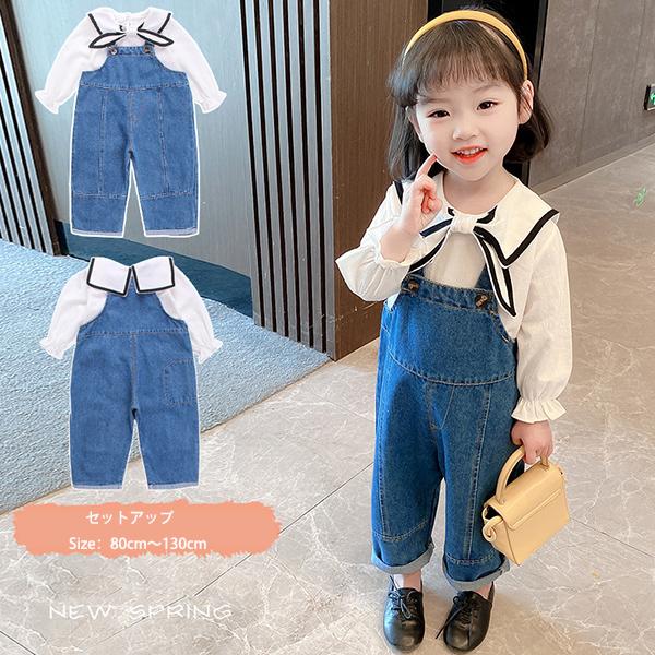 子供服 セットアップ キッズ 女の子 長袖 春服 トップス ブラウス シャツ 蝶結び デニムパンツ サロペット 長ズボン 韓国子供服 ベビー服 おしゃれ 可愛い 新品 Y アユストア 通販 Yahoo ショッピング