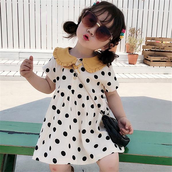 子供服 ワンピース キッズ 女の子 夏服 半袖ワンピース 折り襟 水玉 韓国子ども服 子供ドレス 結婚式 ベビー服 薄手 涼しい お姫様 おしゃれ 可愛い カジュアル Y アユストア 通販 Yahoo ショッピング