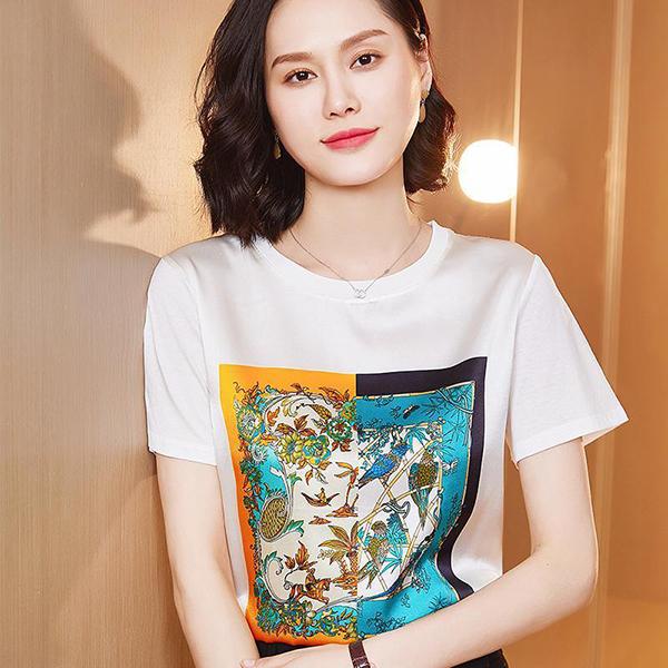 Tシャツ レディース 春夏 40代 半袖 トップス カットソー Tシャツ 花柄 丸襟 カジュアル 大きいサイズ きれいめ おしゃれ ゆったり 快適 着痩せ 大人 通勤 新品 Y アユストア 通販 Yahoo ショッピング