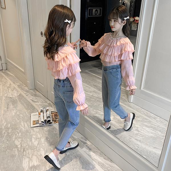 120サイズ}セットアップ 子供服 女の子 フリル トップス ブラウン 通販 {120サイズ}セットアップ 子供服 女の子 フリル トップス ブラウン