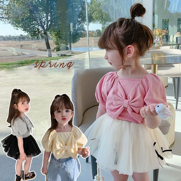 Tシャツ キッズ 半袖 夏服 綿 韓国子供服 女の子 トップス ブラウス Tシャツ 蝶結び カットソー 子供服 ベビー服 赤ちゃん カジュアル 可愛い おしゃれ 新品 Y アユストア 通販 Yahoo ショッピング