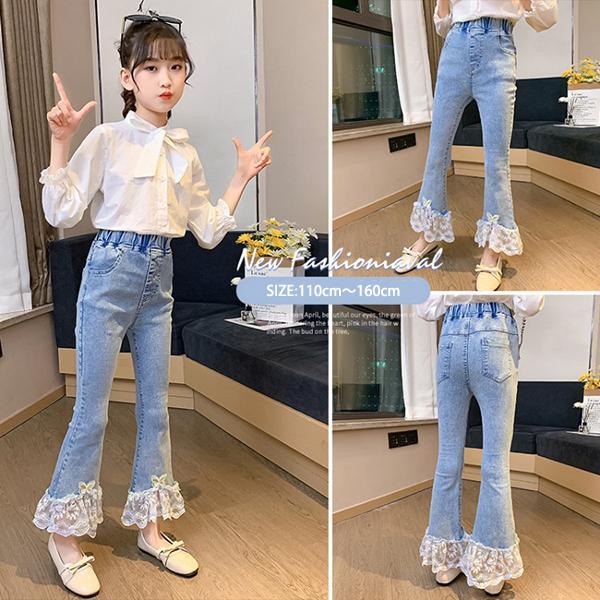 デニムパンツ キッズ 子供服 女の子 ロングパンツ 長ズボン 春 ボトムス ストレッチパンツ ウェストゴム 伸びる ジーンズ 韓国子供服 ジュニア 可愛い おしゃれ Y アユストア 通販 Yahoo ショッピング