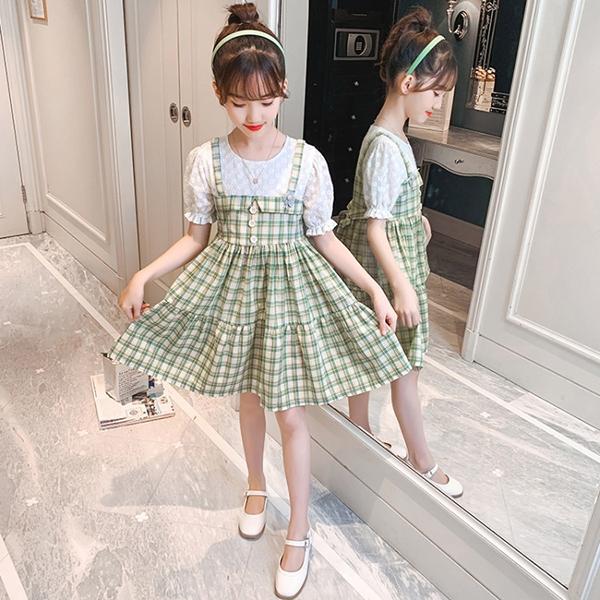 子供服 ワンピース 160 韓国子ども服 キッズ 女の子 春夏 半袖ワンピース チェック柄 子供ドレス 結婚式 誕生日 ベビー ジュニア お姫様 おしゃれ 可愛い 新品 Y アユストア 通販 Yahoo ショッピング