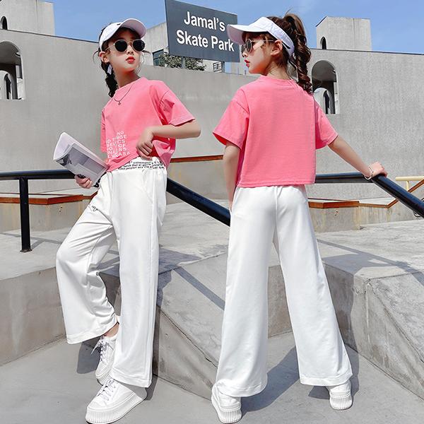 ジャージ キッズ 女子 上下 半袖 夏服 子供服 セットアップ トップス Tシャツ ロングパンツ ガウチョパンツ スポーツウェア 部屋着 薄手 可愛い おしゃれ 新品 Y4517 アユストア 通販 Yahoo ショッピング