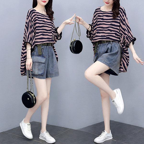 セットアップ レディース 夏 カジュアル コーデ 40代 トップス Tシャツ デニムパンツ ショートパンツ 上下セット 大きいサイズ おしゃれ 着痩せ 通勤 上品 新品 Y4578 アユストア 通販 Yahoo ショッピング