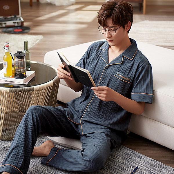 パジャマ メンズ 春夏 半袖 ルームウェア セットアップ Tシャツ 前開き ズボン ロングパンツ 部屋着 寝巻き 柔らか 快適 体型カバー 大きいサイズ 可愛い 新品 Y アユストア 通販 Yahoo ショッピング