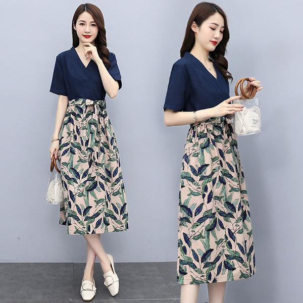 ワンピース レディース 40代 代 きれいめ 夏服 半袖 マキシワンピース 花柄 Vネック ロング丈 Aライン 大きいサイズ おしゃれ 可愛い 着痩せ 上品 通勤 新品 Y アユストア 通販 Yahoo ショッピング