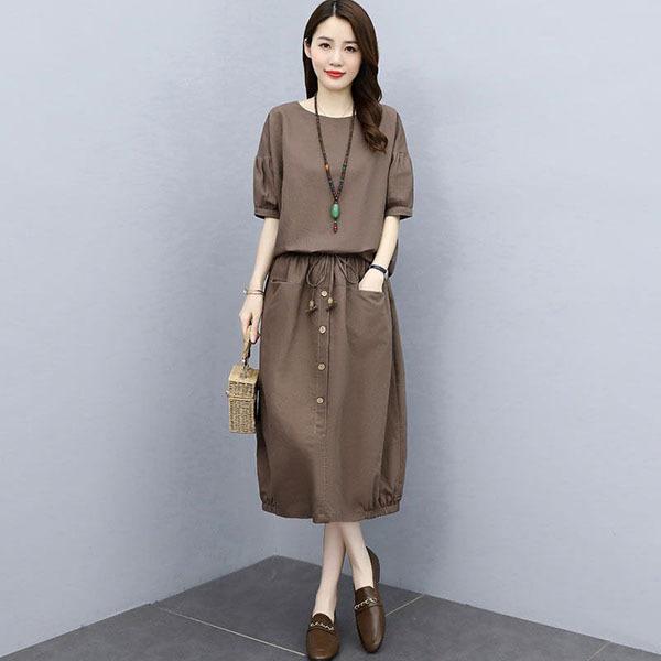 セットアップ レディース 夏服 カジュアル コーデ 40代 トップス ブラウス Tシャツ 綿麻 ロングスカート きれいめ 大きいサイズ おしゃれ 着痩せ 通勤 大人 新品 Y アユストア 通販 Yahoo ショッピング