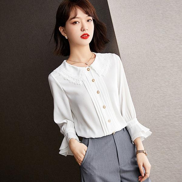 ブラウス レディース 白 長袖 オフィス 春秋 40代 襟付き トップス シャツ シフォン 折り襟 きれいめ おしゃれ 大きいサイズ 着痩せ 大人 上品 通勤 可愛い 新品 Y アユストア 通販 Yahoo ショッピング