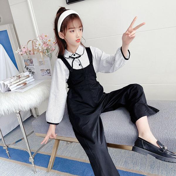 子供服 女の子 秋服 セットアップ キッズ 長袖 ブラウス シャツ ロングパンツ サロペット 韓国子供服 ジュニア 子ども服 ベビー服 誕生日 おしゃれ 可愛い 新品 Y4559 アユストア 通販 Yahoo ショッピング