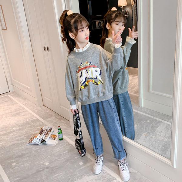 子供服 女の子 秋服 セットアップ キッズ 長袖 トップス Tシャツ デニムパンツ ロングパンツ 韓国子供服 ジュニア 長ズボン ベビー服 女児 おしゃれ 可愛い 新品 Y4563 アユストア 通販 Yahoo ショッピング