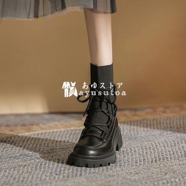 ブーツ レディース 厚底 秋冬 ブーツ ショートブーツ シューズ ヒールブーツ 靴 くつ Puブーツ レディースブーツ 痛くない 歩きやすい 美脚 脚長 新品 Y4557 アユストア 通販 Yahoo ショッピング