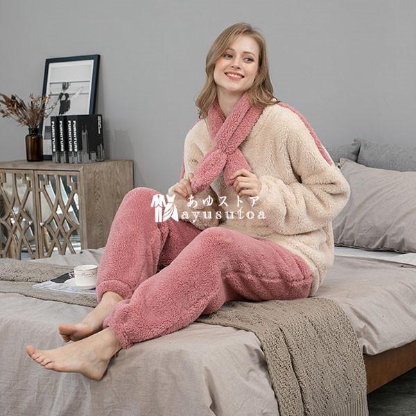 パジャマ レディース 裏起毛 厚手 秋冬 長袖 ルームウェア ボアパジャマ トップス ロングパンツ 長ズボン 暖かい 部屋着 寝巻き 大きいサイズ 柔らか 可愛い Y4566 アユストア 通販 Yahoo ショッピング
