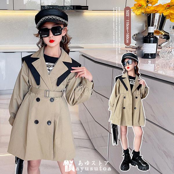 トレンチコート キッズ 子供服 女の子 秋服 コート ロングコート アウター ジャケット パーカー トップス チュニック 韓国子供服 ジュニア おしゃれ 可愛い 新品 Y アユストア 通販 Yahoo ショッピング