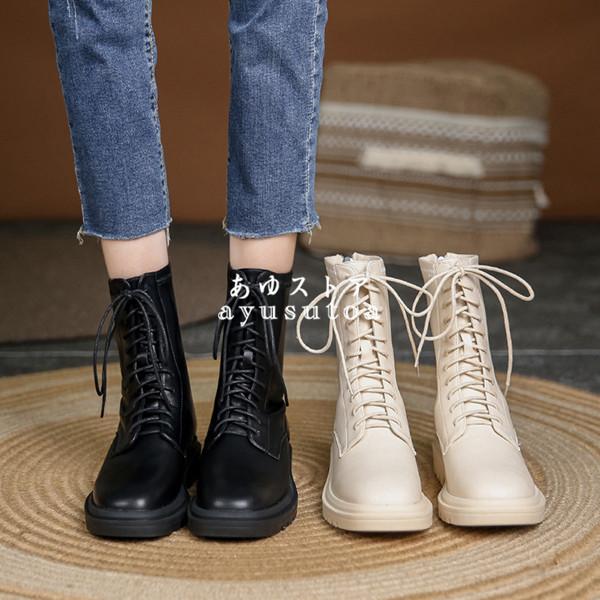 ブーツ レディース 厚底 春秋冬 ブーツ レースアップブーツ ショートブーツ 編み上げ シューズ ヒールブーツ 靴 痛くない 歩きやすい 美脚 脚長 新品 Y アユストア 通販 Yahoo ショッピング