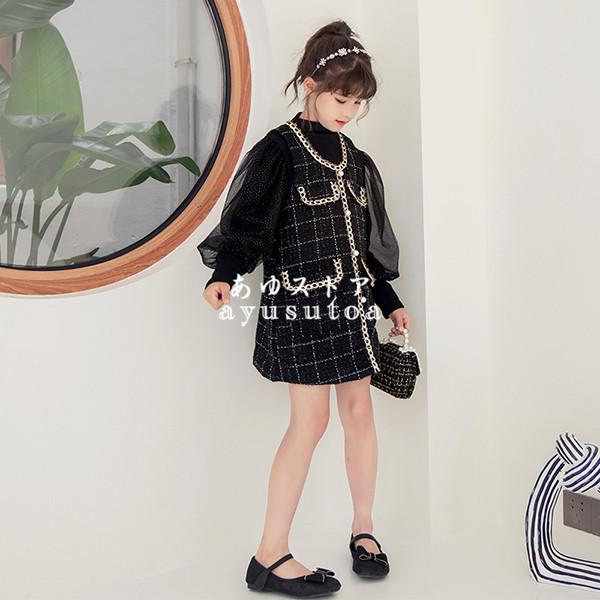 子供服 女の子 セットアップ キッズ 子供スーツ フォーマル 韓国子供服 秋服 長袖 トップス ワンピース チェック柄 子ども服 ジュニア おしゃれ 可愛い 新品 Y アユストア 通販 Yahoo ショッピング