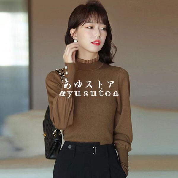 トップス レディース 3色 長袖 春秋 40代 Tシャツ カットソー 無地 Tシャツ ハイネック ニットソー きれいめ 体型カバー 大きいサイズ 着痩せ おしゃれ 可愛い Y4597 アユストア 通販 Yahoo ショッピング