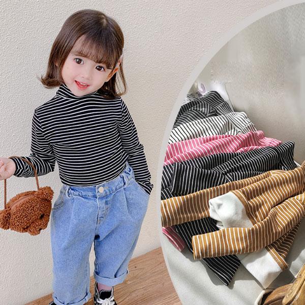 子ども服 トップス キッズ 女の子 Tシャツ 春秋裏起毛なし冬着裏起毛あり 2種類 高襟 ストライプ柄 ベビー トップス Tシャツ 5色選べる 春 秋 冬 暖かい 80 130 Y アユストア 通販 Yahoo ショッピング