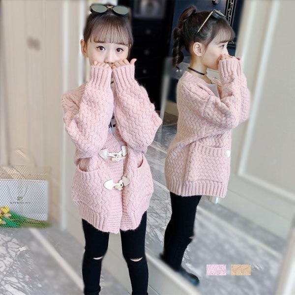韓国子供服 セーター キッズ 女の子 ニットカーディガン スウィート ピンク ページュ Vネック 女の子 カーディガン ニット セーター 無地 秋着 冬着 110 160 Y アユストア 通販 Yahoo ショッピング